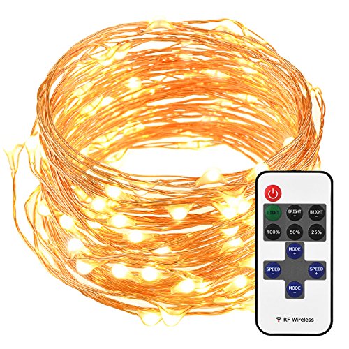 Mpow LED String Lights with Remote Control, 33ft 100LED Waterproof Decorative Lights Dimmable, Copper Wire Lights for Indoor and Outdoor, Bedroom, Patio, Garden, Wedding, Parties (Warm White)