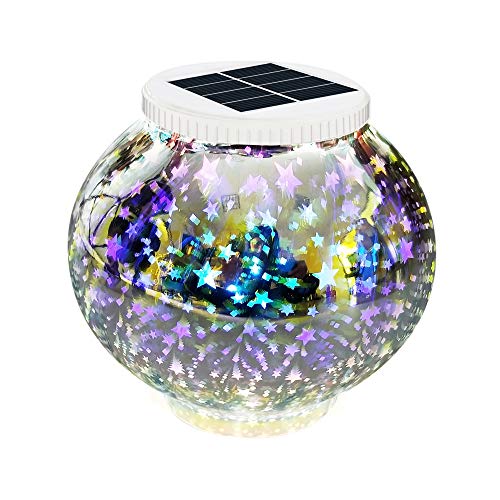 Solar Lights, New Arrival Color Changing Solar Powered Mosaic Glass Ball Led Garden Lights, EGRD Rechargeable Solar Table Lights, Outdoor Waterproof Solar Night Lights Table Lamps for Decorations Gift