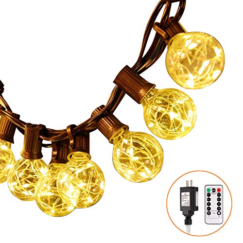 G40 Globe String Lights, LED String Lights Outdoor, Ball Lights Waterproof, 30 Bulbs with 5 Light Beads, UL Listed Plug, 32.8 Ft, Warm White String Light with Remote Control for Patio Backyard Bistro