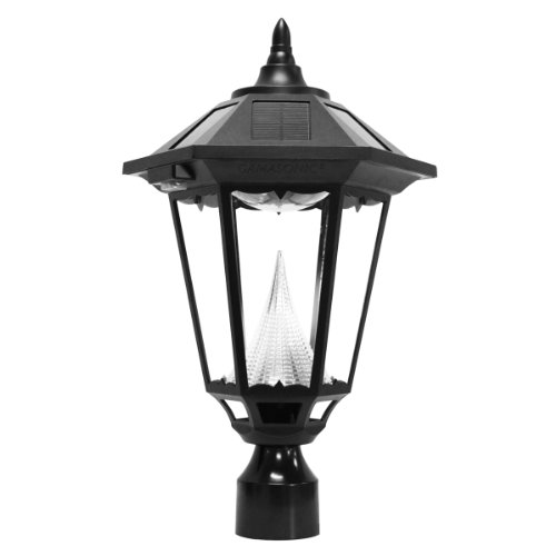 Gama Sonic Windsor Solar Outdoor Post Light – Black Finish GS-99F