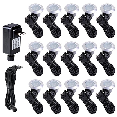 Yescom 15pcs LED Deck Light Outdoor Garden Mall Step Stair Yard Landscape Warm White Lamp Waterproof