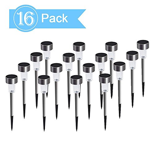 Solar Lights Outdoor[16pack]- Solar Outdoor Lighting Solar Pathway Lights Outdoor Garden Lights Waterproof Stainless Steel Landscape Lighting for Garden