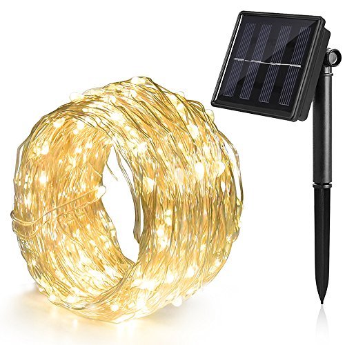 Ankway Solar String Lights, 100 LED Fairy Lights Solar Powered 8 Modes 39 ft Bendable Waterproof IP65 Copper Wire Decorative Lighting for Patio Garden Indoor Bedroom Christmas(Warm White)