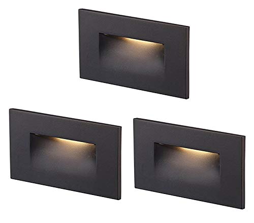 Cloudy Bay LED Step Light,3-Pack,3000K Warm White 3W 100lm,Indoor/Outdoor Stair Light,Oil Rubbed Bronze