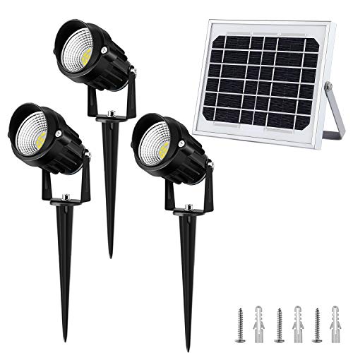 Solar Spotlights Landscape Outdoor 3 in 1 LED Lights IP66 Waterproof 150 lumens per Light Fixture Security Lighting Garden Yard Downlight