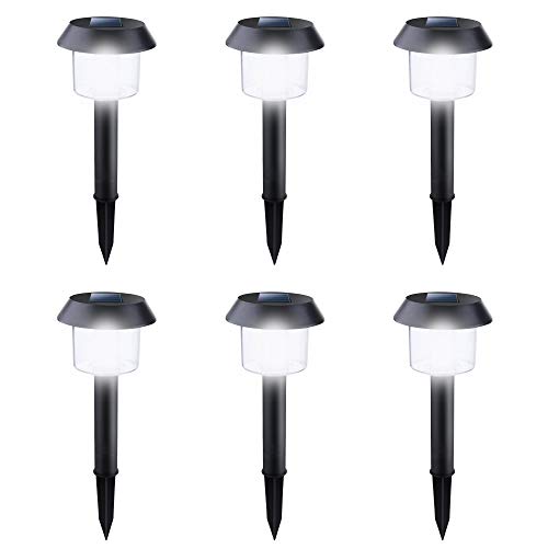 6 Pack Outdoor Solar Path Lights – Waterproof Solar Garden Landscape Lights for Outdoor Yard Pathway Driveway Walkway Sidewalk Patio Lawn Lighting Illumination, Auto On/Off Super Bright White