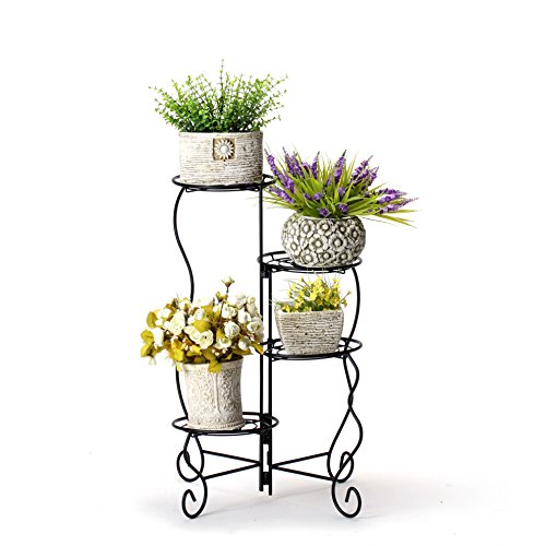 Worth 4-Tier Upgraded Heavy Duty Plant Stand & Flower Pot Holder Garden | Modern Indoor & Outdoor Home Décor | Weather Resistant (Black) Very Sturdy & Well Made