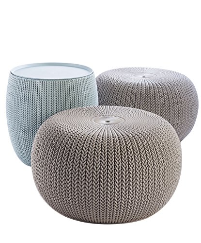 Keter 228474 Urban Knit Pouf Set, Misty Blue/Taupe