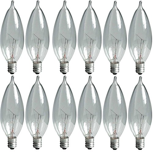 GE Lighting Crystal Clear 24782 40-Watt, 370/280-Lumen Bent Tip Light Bulb with Candelabra Base, 12-Pack