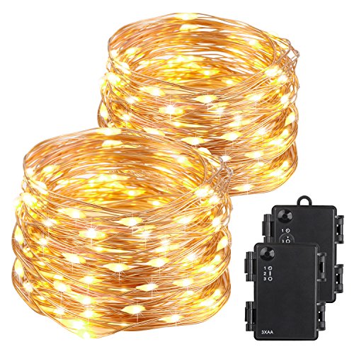 Kohree Christmas String Light Copper Wire Light Waterproof Battery Powered on 40 Feet 120 LEDs Long Ultra Thin String Copper Wire, Decor Rope Light with Timer Perfect for Weddings, Party, Bedroom, Xma