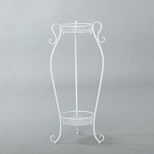 Echotang Metal 2-Tiered Plant Stand Decorative Garden Patio Standing Plant Flower Rack Flowepot Display Shelf (Color : White m)