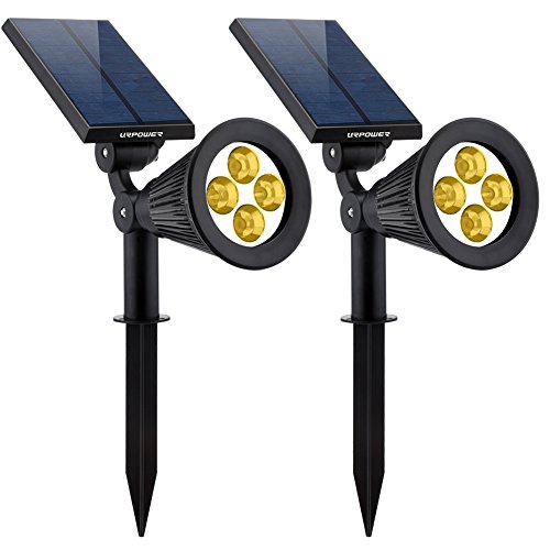 URPOWER Solar Lights 2-in-1 Solar Powered 4 LED Adjustable Spotlight Wall Light Landscape Light Bright and Dark Sensing Auto On/Off Security Night Lights for Patio Yard Driveway Pool