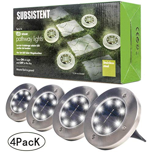 Solar Pathway Lights Outdoor, Solar Garden Light 8 LED, Water-Resistant for Garden, Path, Landscape, Patio, Driveway, and Lawn, Easy No-Wire Installation (4 Pack- Warm White)
