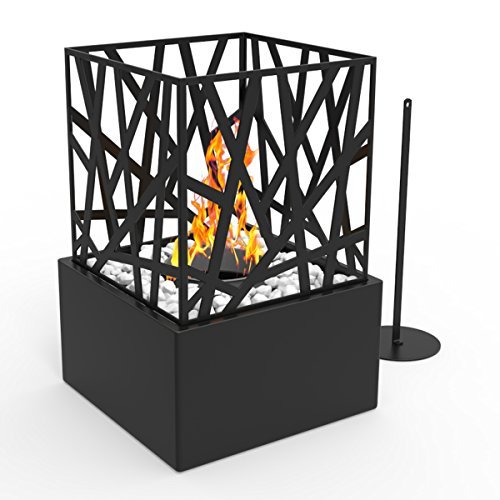 Regal Flame Bruno Ventless Indoor Outdoor Fire Pit Tabletop Portable Fire Bowl Pot Bio Ethanol Fireplace in Black – Realistic Clean Burning like Gel Fireplaces, or Propane Firepits