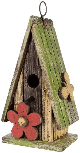 Carson Home Accents Birdhouse, 11-Inch High, Green Roof