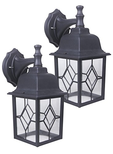 CORAMDEO Outdoor LED Wall Lantern, Wall Sconce 11W Replace 100W Traditional Lighting Fixtures, 1000 Lumen, Water-Proof, Aluminum Housing Plus Glass, ETL and Energy Star Certified, 2-Pack