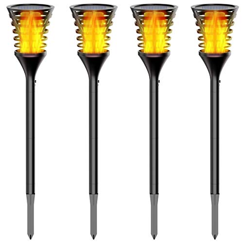 InnoGear Solar Lights Outdoor, Upgraded LED Flame Light 3 Working Modes Flicker Flickering Torch Wall Path Light Waterproof Spotlights Decorative In-Ground Landscape Lighting Auto On/Off, Pack of 4