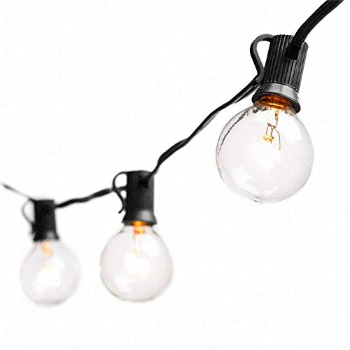 Goothy Globe String Lights with G40 Bulbs (25ft.) UL Listed Backyard Patio Lights Garden Bistro Party Natural Warm Bulbs Cafe Hanging Umbrella Lights on Light String Indoor Outdoor-Black