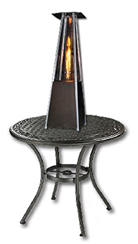 SUNHEAT Contemporary Square Design Tabletop Patio Heater with Decorative Variable Flame, Golden Hammered