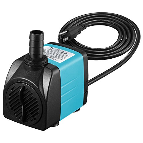Homasy Upgraded 400GPH Submersible Pump 25W Ultra Quiet Fountain Water Pump with 5.9ft Power Cord, 2 Nozzles for Aquarium, Fish Tank, Pond, Hydroponics, Statuary, Blue