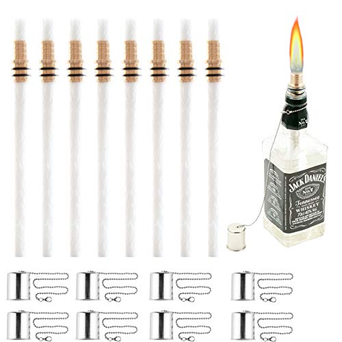 Tiki Torch Kit,Torch Wicks and Brass Wick Mount, Table Top Torch Lantern Kit 8 PCS(bottle not included)