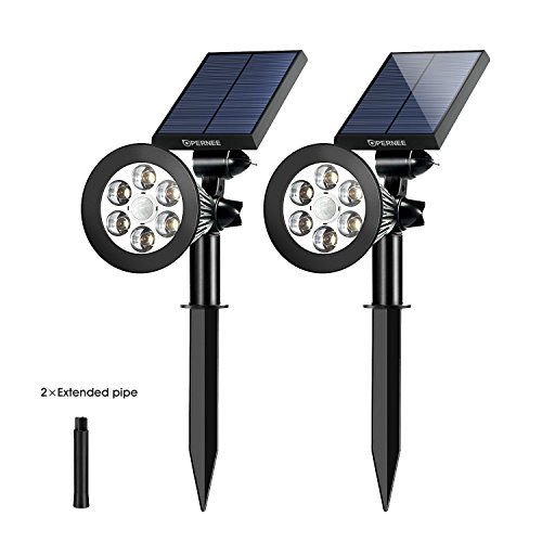 OPERNEE Solar Spotlights, Motion Sensor Solar Lights Outdoor 6 LED Security Lighting Landscape Light Auto On/Off for Patio Deck Garden Garage (With dim function)