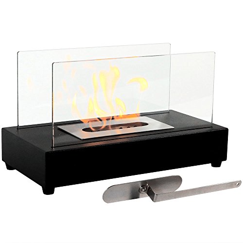 Sunnydaze Black El Fuego Ventless Tabletop Bio Ethanol Fireplace