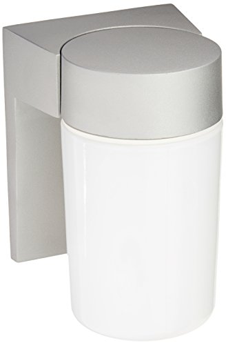 Nuvo Lighting SF77/136 Utility Fixture Die Cast Aluminum Durable Outdoor Wall Mount Porch and Patio Light with White Glass Cylinder, Satin Aluminum