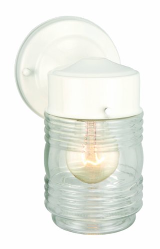 Design House 500181 Jelly Jar 1 Light Indoor/Outdoor Wall Light, White
