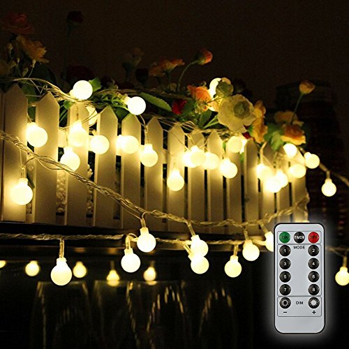 Tomshine 32.8ft 80 LED Battery Operated Globe String Lights Outdoor Decor for Patio Garden Party IP44 Water Resistance, 3 AA batteries (not provided)