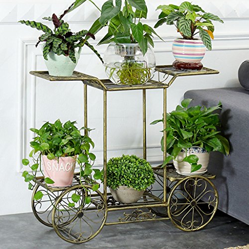 LSJT Wrought Iron Multi-Storey Outdoor Gardening Garden Interior Living Room Decoration Flower Rack Floor Type Plant Stand (Color : Bronze)