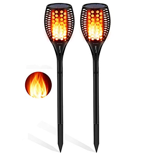 Aityvert Solar Flame Lights Outdoor, Waterproof Flickering Flame Solar Torch Lights Dancing Flames Landscape Decoration Lighting, Dusk to Dawn Auto On/Off Security Solar Lights for Patio Deck 2 Packs