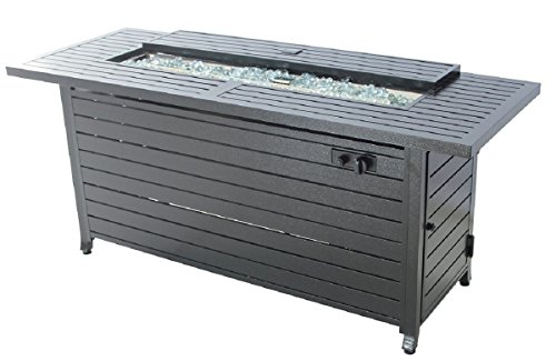 Legacy Heating Aluminum Rectangular Fire Pit Table, Hammered Black