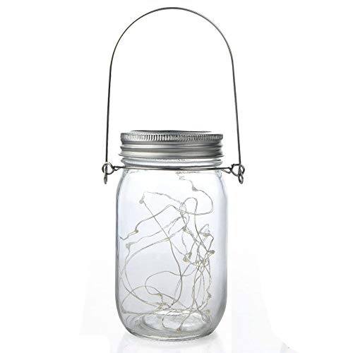 PinnacleT1 Solar Mason Jar Lid Lights,Warm White 20 LED Hanging Fairy Starry Lighting Lanterns Table Light for Jars Patio Wedding Lantern Table Decor