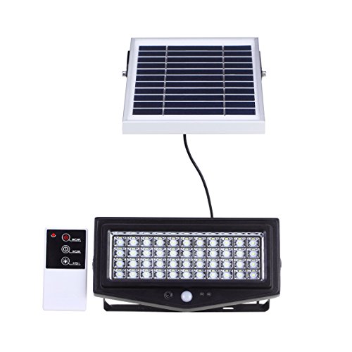 Solar Security Light 44 LED Outdoor Indoor Flood Light with Motion Sensor and Remote Control, 1,000 Lumen. 8,000mah Li-Ion Battery by Smart Purchase Co.