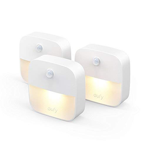 eufy Lumi Stick-On Night Light, Warm White LED, Motion Sensor, Stick-Anywhere, Closet Light, Wall Light for Bedroom, Bathroom, Kitchen, Hallway, Stairs, Energy Efficient, Compact, 3-pack