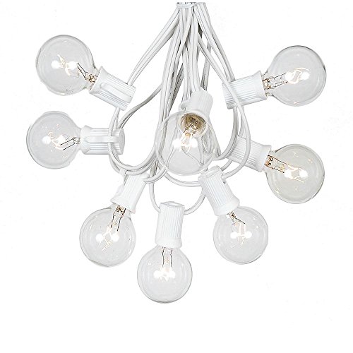 G40 Patio String Lights with 25 Clear Globe Bulbs – Hanging Garden String Lights – Vintage Backyard Patio Lights – Outdoor String Lights – Market Cafe String Lights – White Wire – 25 Foot