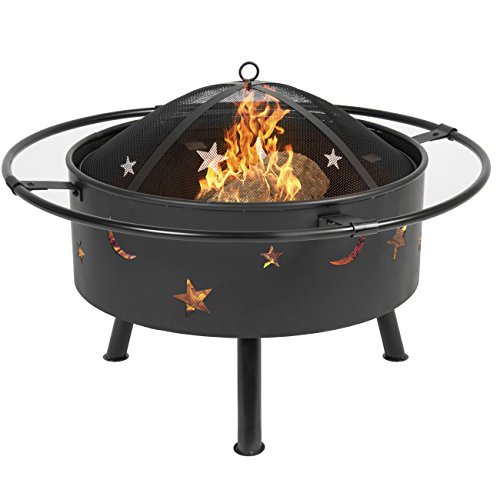 Best Choice Products 30in Outdoor Patio Fire Pit BBQ Grill Fire Bowl Fireplace w/Star Design – Black