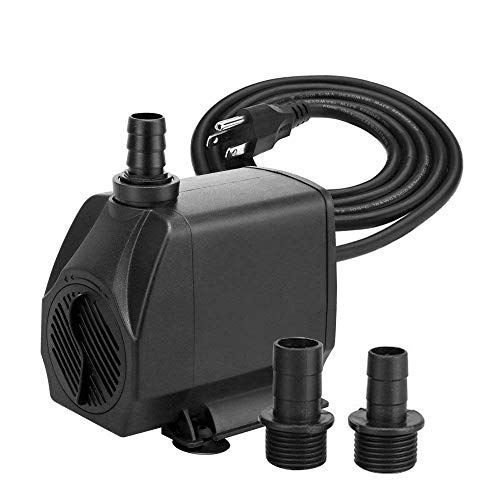 KEDSUM 880GPH Submersible Pump(3500L/H, 100W), Ultra Quiet Water Pump with 13ft High Lift, Fountain Pump with 4.9 ft Power Cord, 3 Nozzles for Fish Tank, Pond, Aquarium, Statuary, Hydroponics