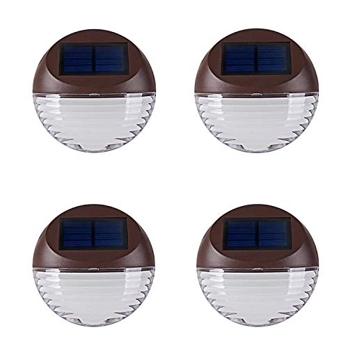 Solar Deck Lighting Wall Lights – 4 Pack Outdoor Wireless Solar Dock Step Road Marker Warm Light for Garden Path Stair Wall Driveway Lighting