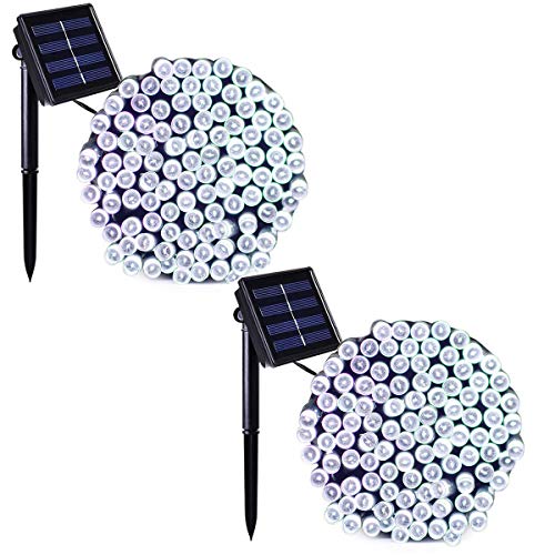 Binval Solar Fairy Christmas String Lights, 2-Pack 72ft 200LED, Ambiance Lighting for Outdoor, Patio, Lawn, Landscape, Fairy Garden, Home, Wedding, Holiday Party and Xmas Tree(White)