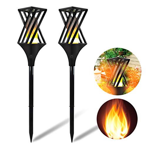 UK BONITOYS Solar Torch Lights Outdoor, 32.5 inch Waterproof Flicker Flame Torches Light Outdoor Landscape Decor Dusk to Dawn Auto On/Off Security Path Lights for Yard Driveway – 2 Pack