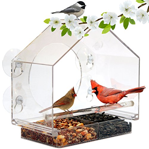 Window Bird Feeder House by Nature Anywhere with Sliding Feed Tray