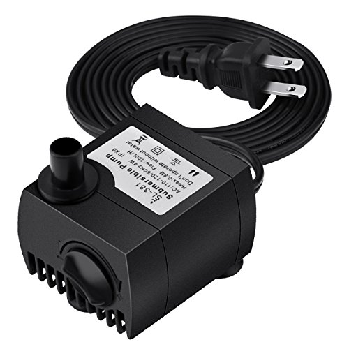 Homasy 80 GPH (300L/H, 4W) Submersible Water Pump, Ultra Quiet For Pond, Aquarium, Fish Tank Fountain, Powerful Water Pump with 5.9ft (1.8m) Power Cord