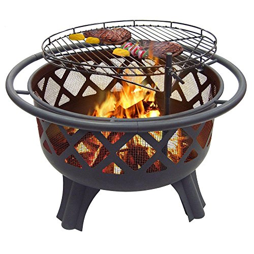 Catalina Creations 29.5” Crossfire Fire Pit with Quick Removable Cooking Grill