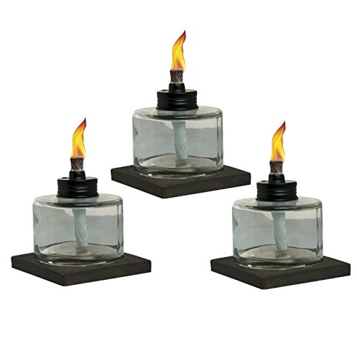 TIKI Brand Mixed Material Votive Tabletorch 3-pk