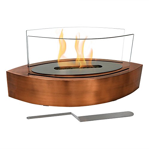 Sunnydaze Barco Tabletop Fireplace, Indoor Ventless Bio Ethanol Fire Pit, Long Lasting Burn Time, Copper