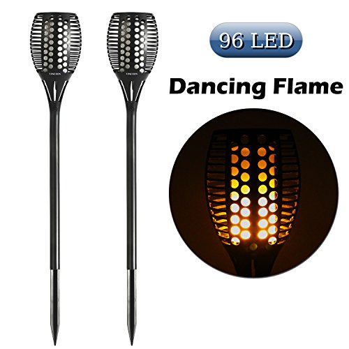 Cinoton Solar Light,Path Torches Dancing Flame Lighting 96 LED Dusk to Dawn Flickering Torches Outdoor Waterproof garden decorations (2)