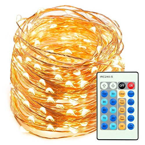 TaoTronics LED String Lights 66ft 200 LEDs Dimmable Festival Decorative Lights for Seasonal Holiday, Complete Waterproof, UL Listed(Copper Wire Lights, Warm White)