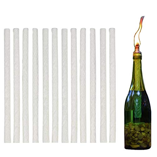 Tiki Torch Wick Replacement,12PACK Wine Bottle Tiki Wicks Light Long Life Fiberglass Tiki Torches Wicks for Oil Lamps Candle Table Torch Garden lights